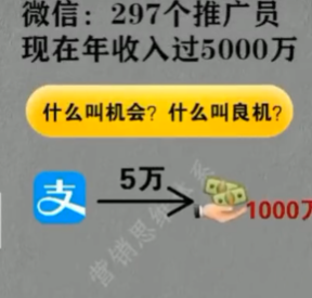 支付宝：5万个推广员现在年收入过1000万